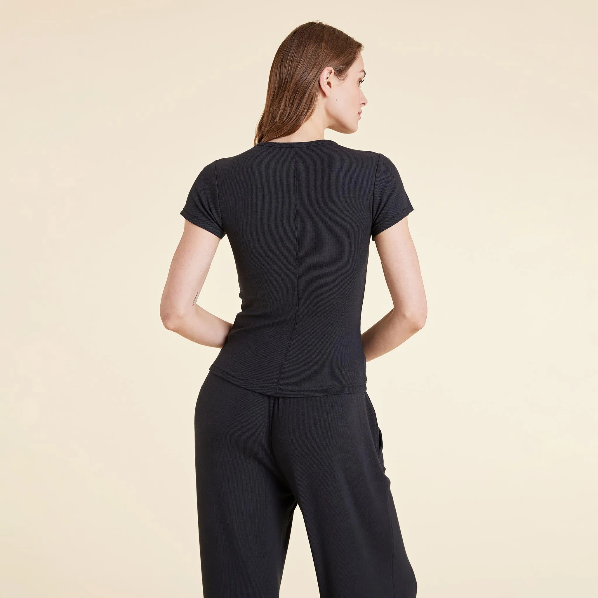 Slinky Rib Tee | Black sold by nuuds product image thumbnail 4