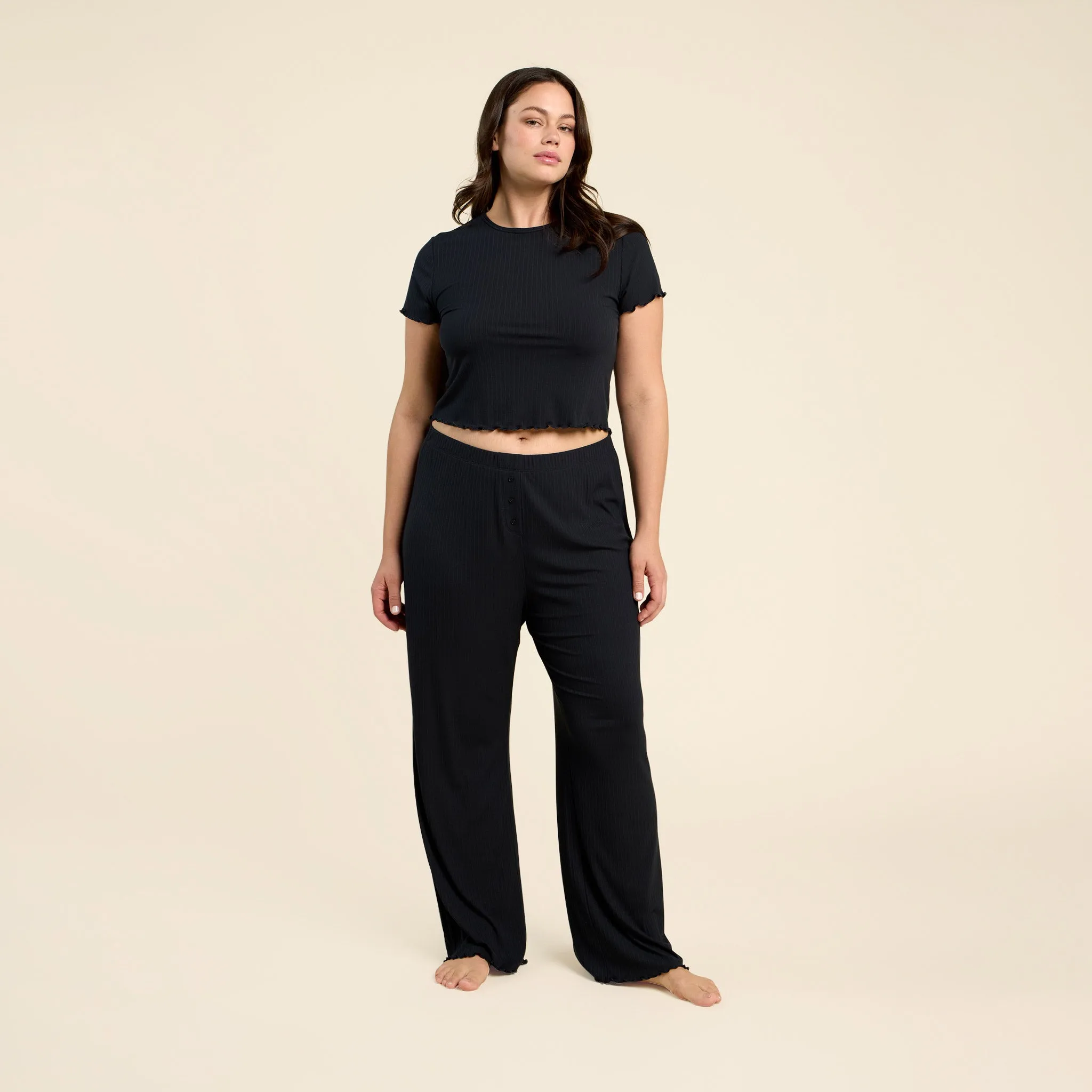 Mini Rib Wide Leg Pant sold by nuuds