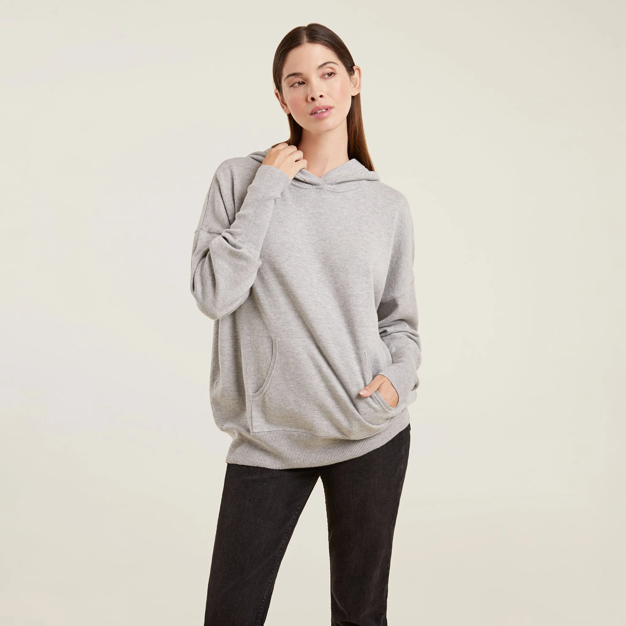 Luxe Knit Hoodie | Heather Grey sold by nuuds