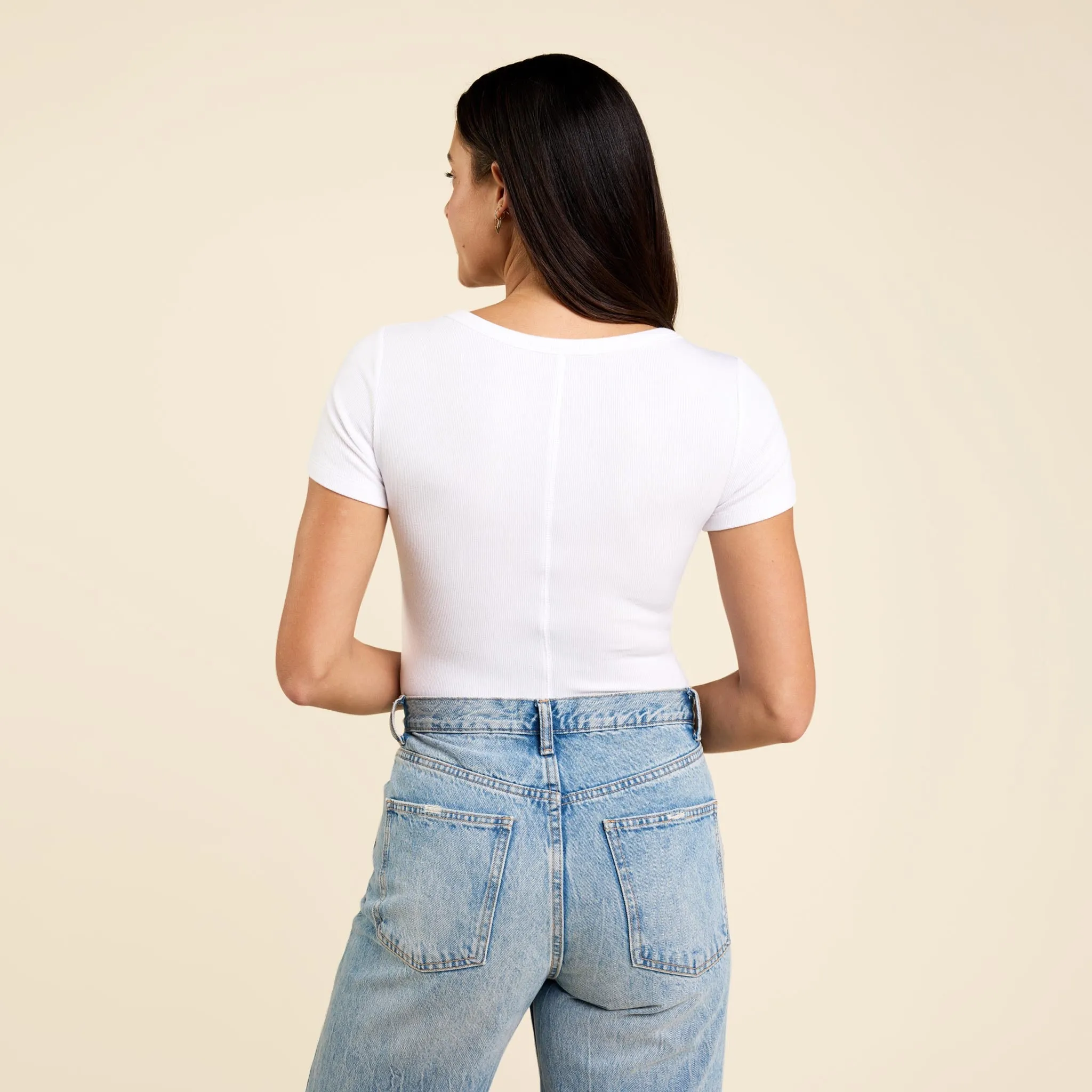 Slinky Rib Short Sleeve Bodysuit | White sold by nuuds product image thumbnail 4