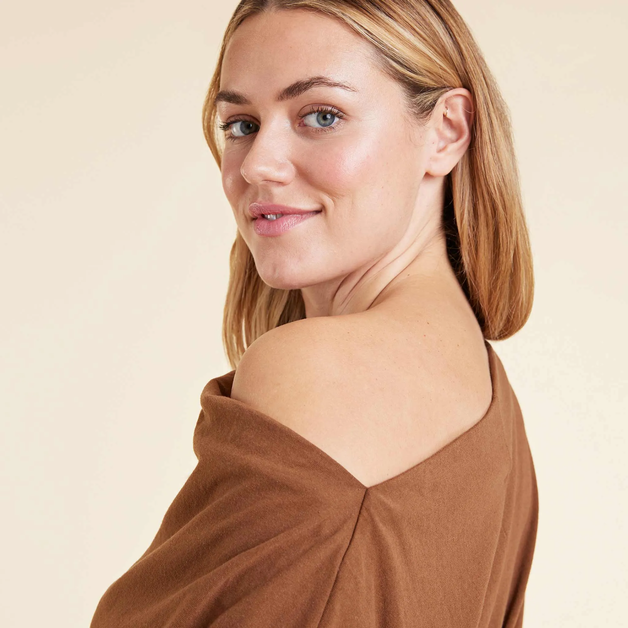 Vintage Cotton Off The Shoulder T-Shirt | Chocolate sold by nuuds product image thumbnail 5