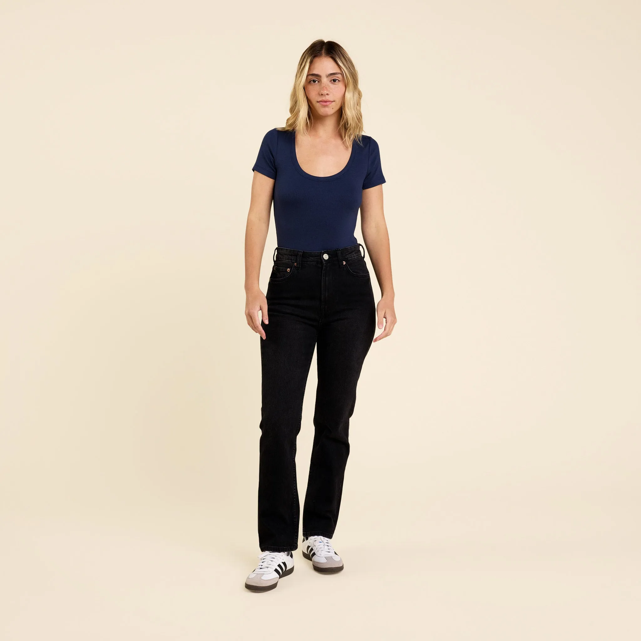 Slinky Rib Short Sleeve Bodysuit | Navy sold by nuuds product image thumbnail 2