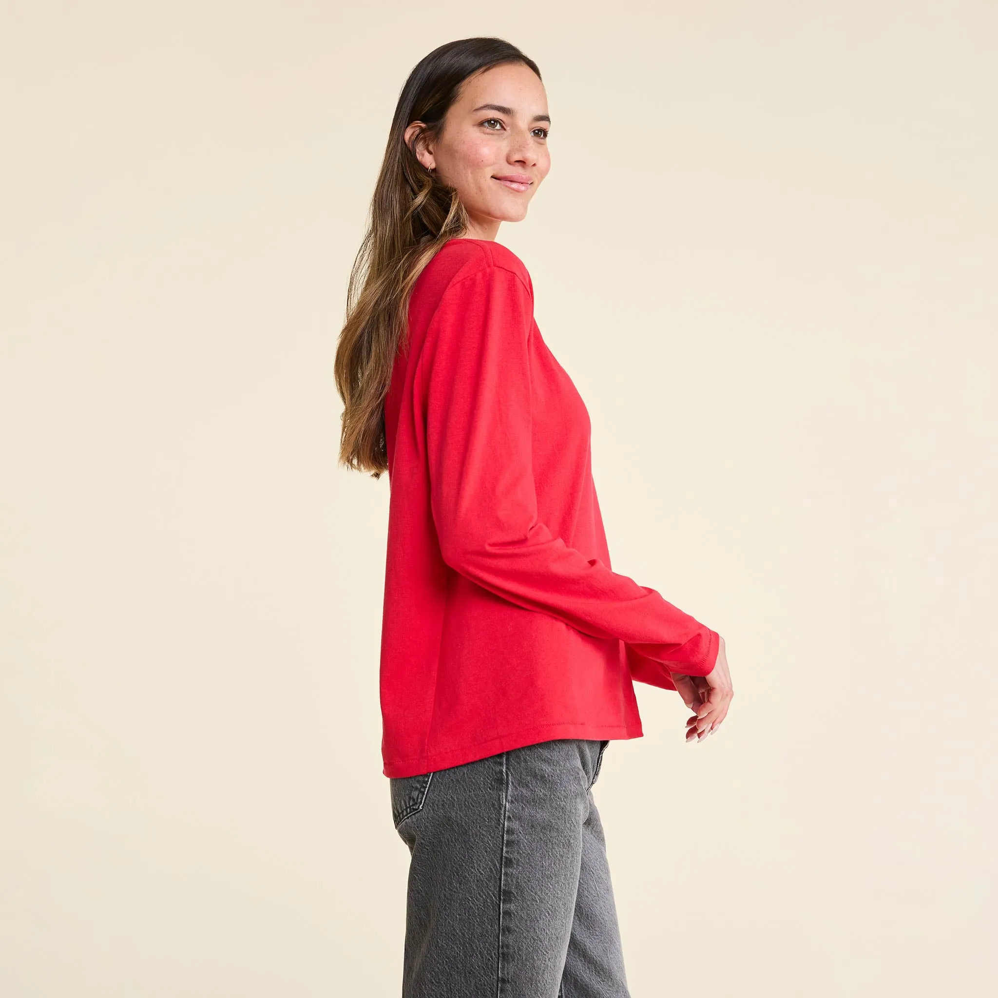 Vintage Cotton Long Sleeve Everyday T-Shirt | Cherry sold by nuuds product image thumbnail 3