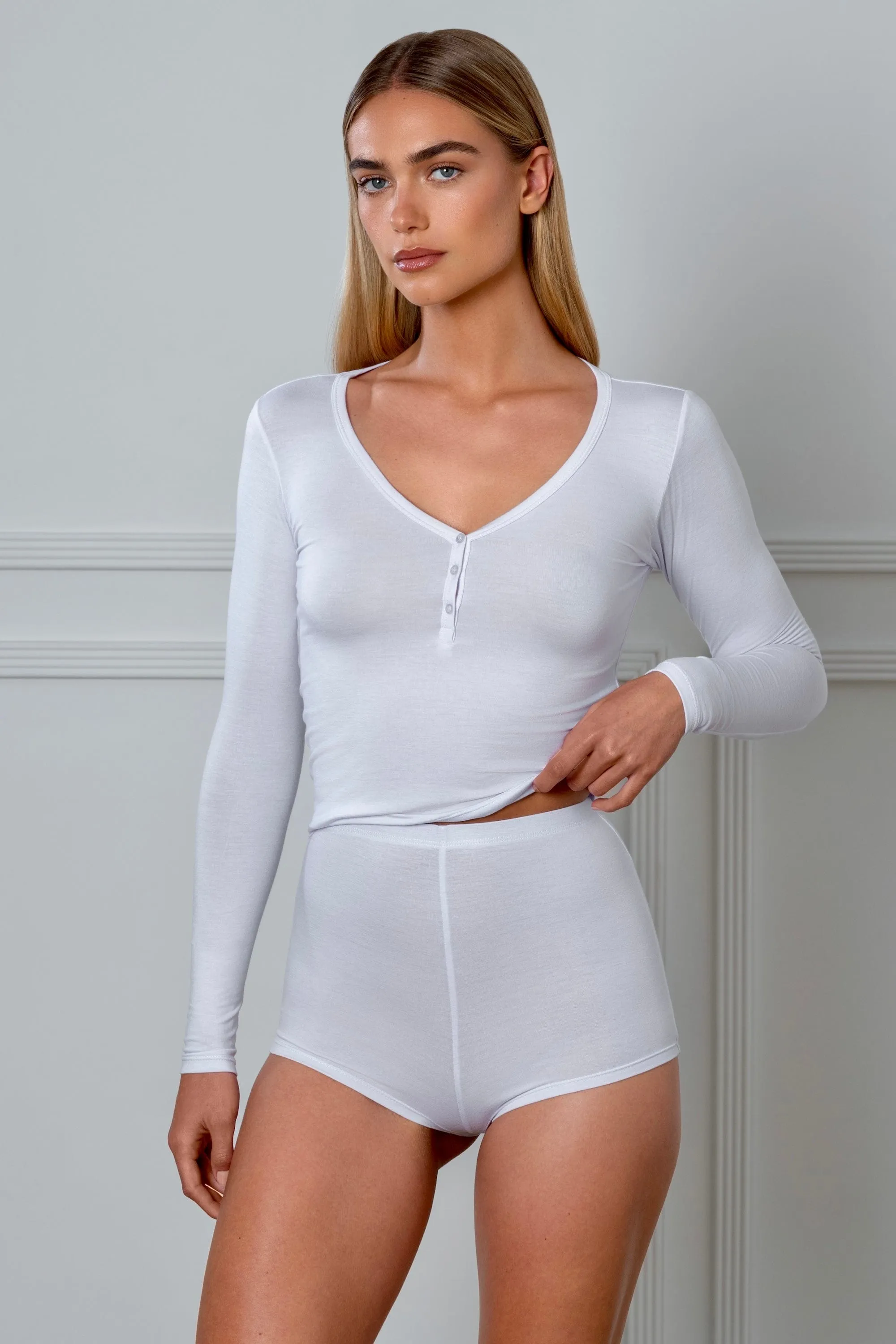 Long Sleeve Top White sold by Gooseberry Intimates