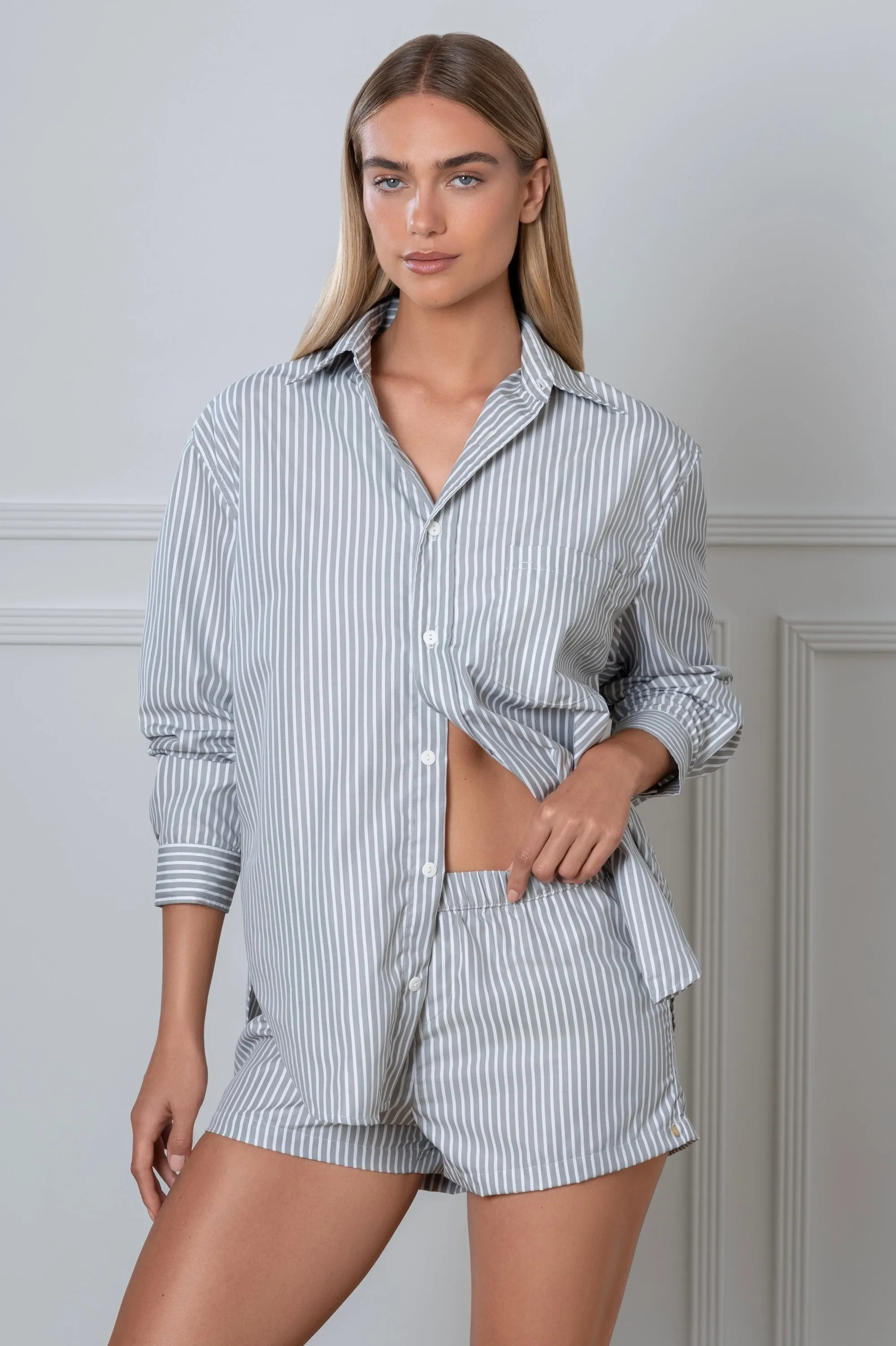 Striped Shirt Grey sold by Gooseberry Intimates