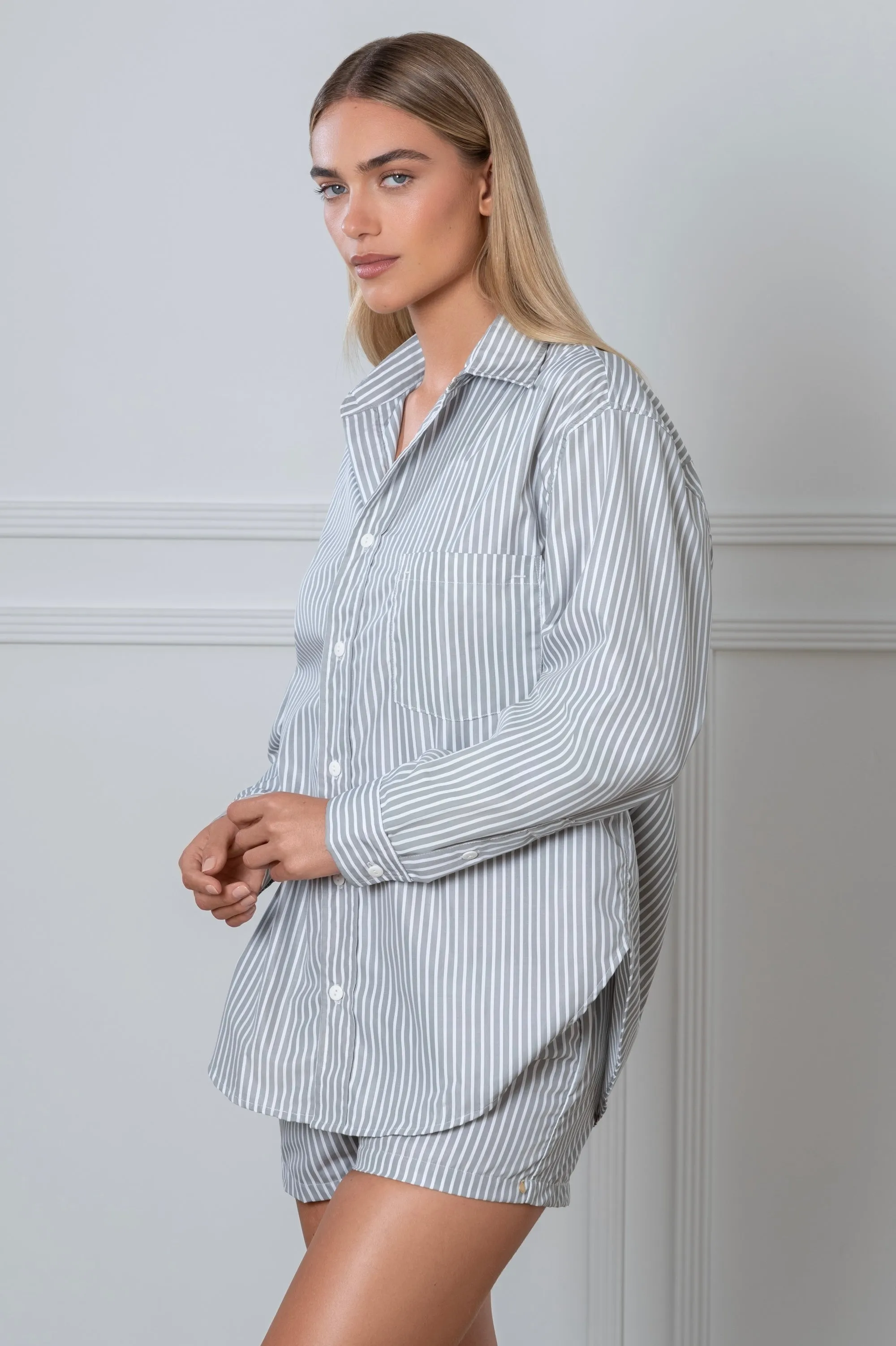 Striped Shirt Grey sold by Gooseberry Intimates product image thumbnail 2