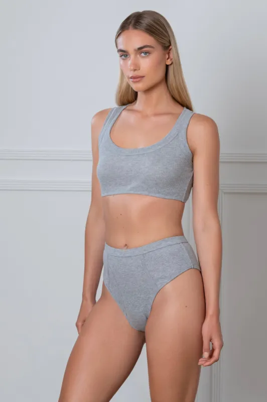 Rib Boyfriend Briefs Grey sold by Gooseberry Intimates