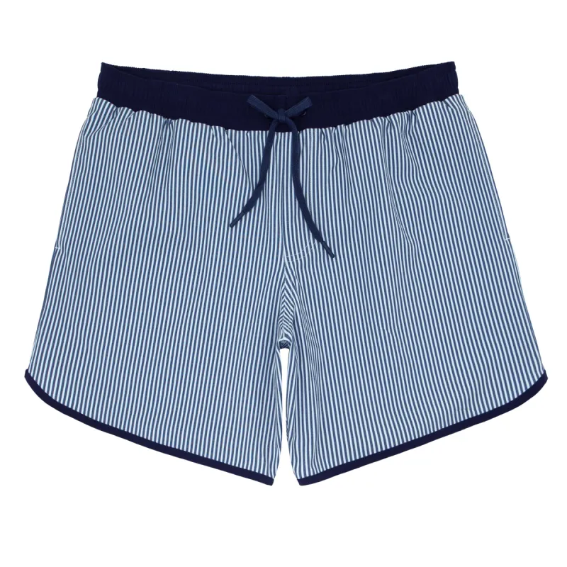 men's navy stripe boardie made by minnow