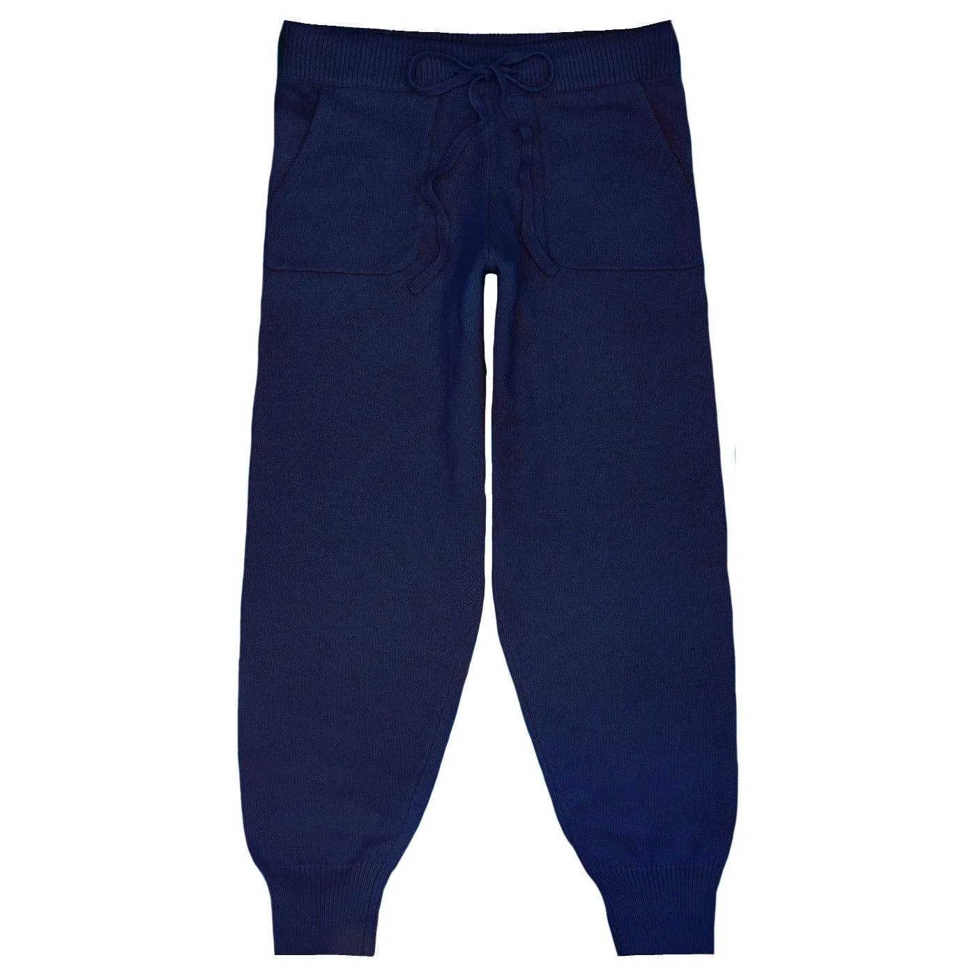 women's navy knit pant sold by minnow