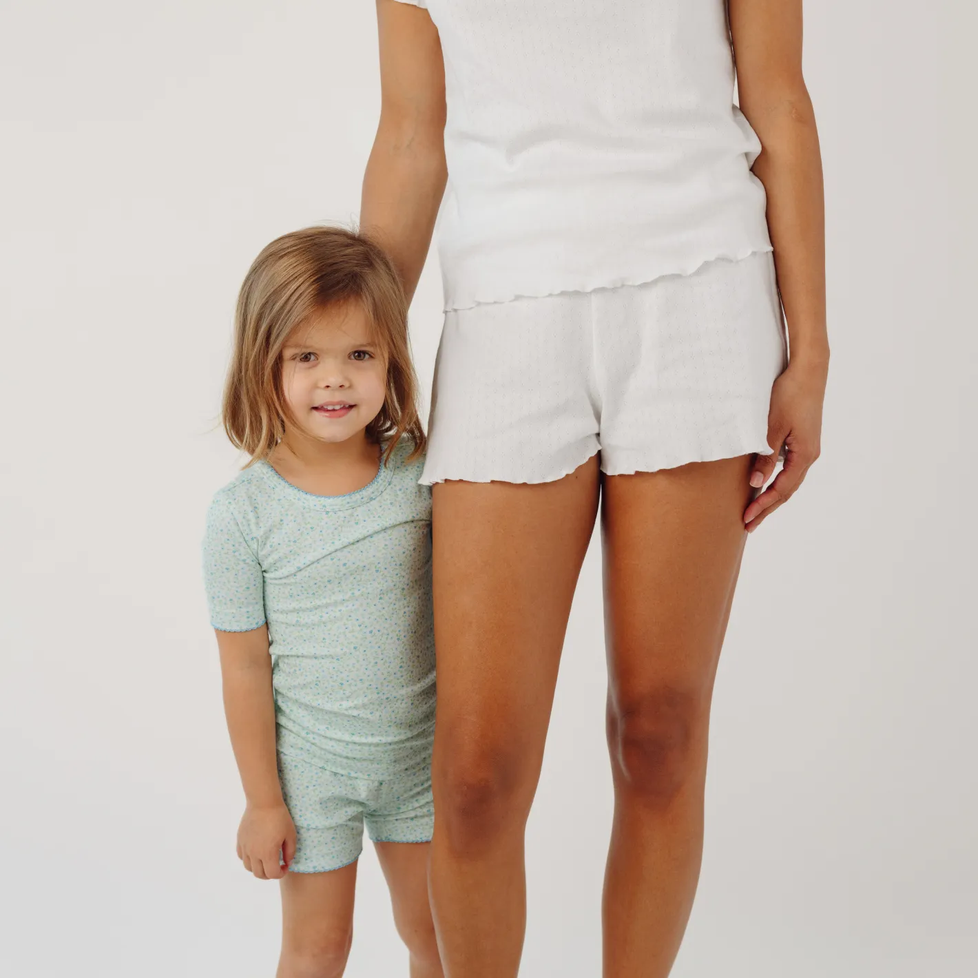 women's white pointelle shirt and short pajamas set sold by minnow product image thumbnail 3