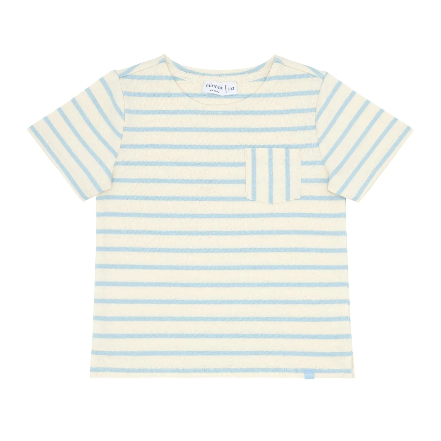 unisex cream and powder blue stripe boatneck tee sold by minnow