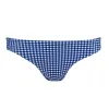 women's navy gingham bikini bottom sold by minnow