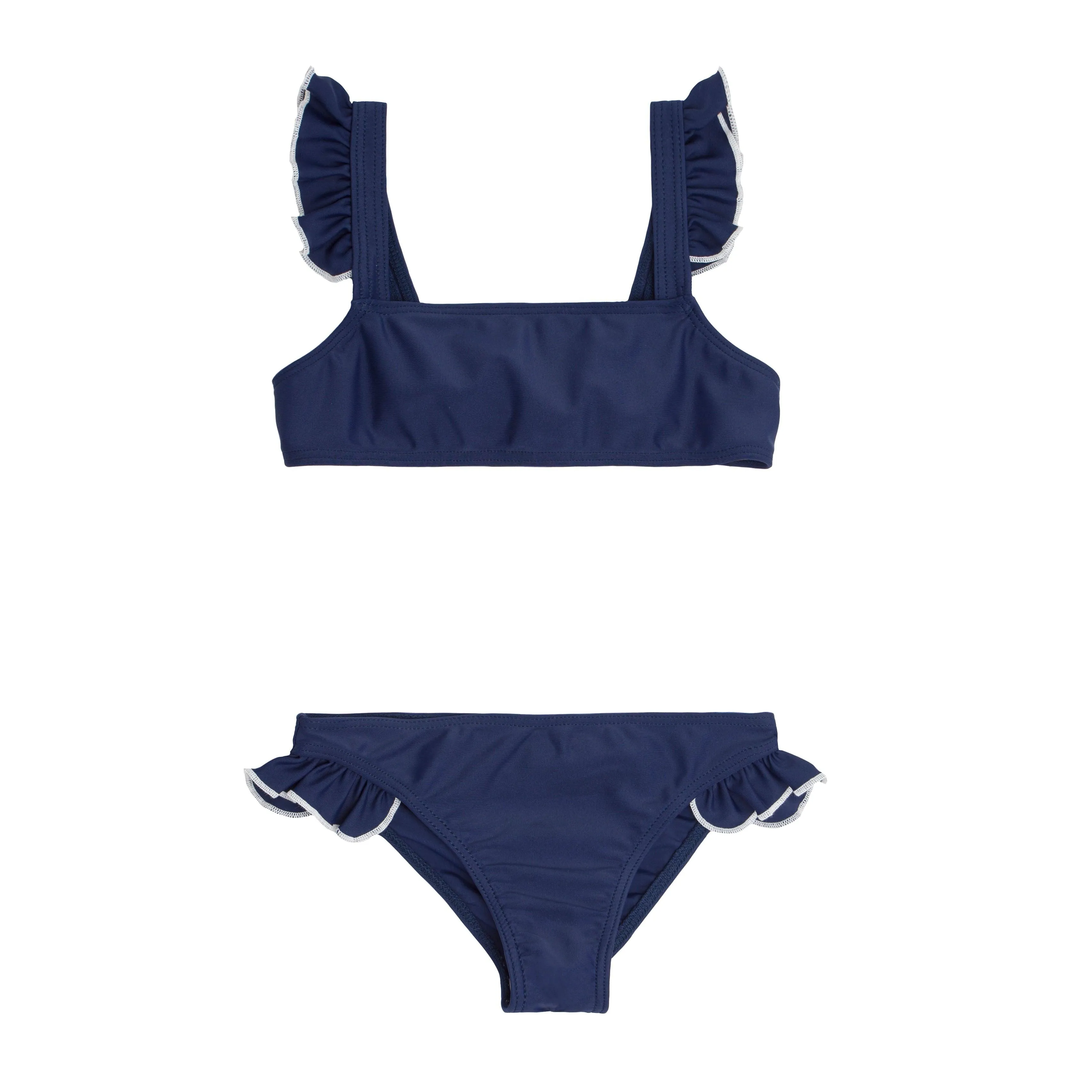 girls navy and white tie back bikini sold by minnow