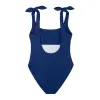 women's navy tie knot one piece sold by minnow