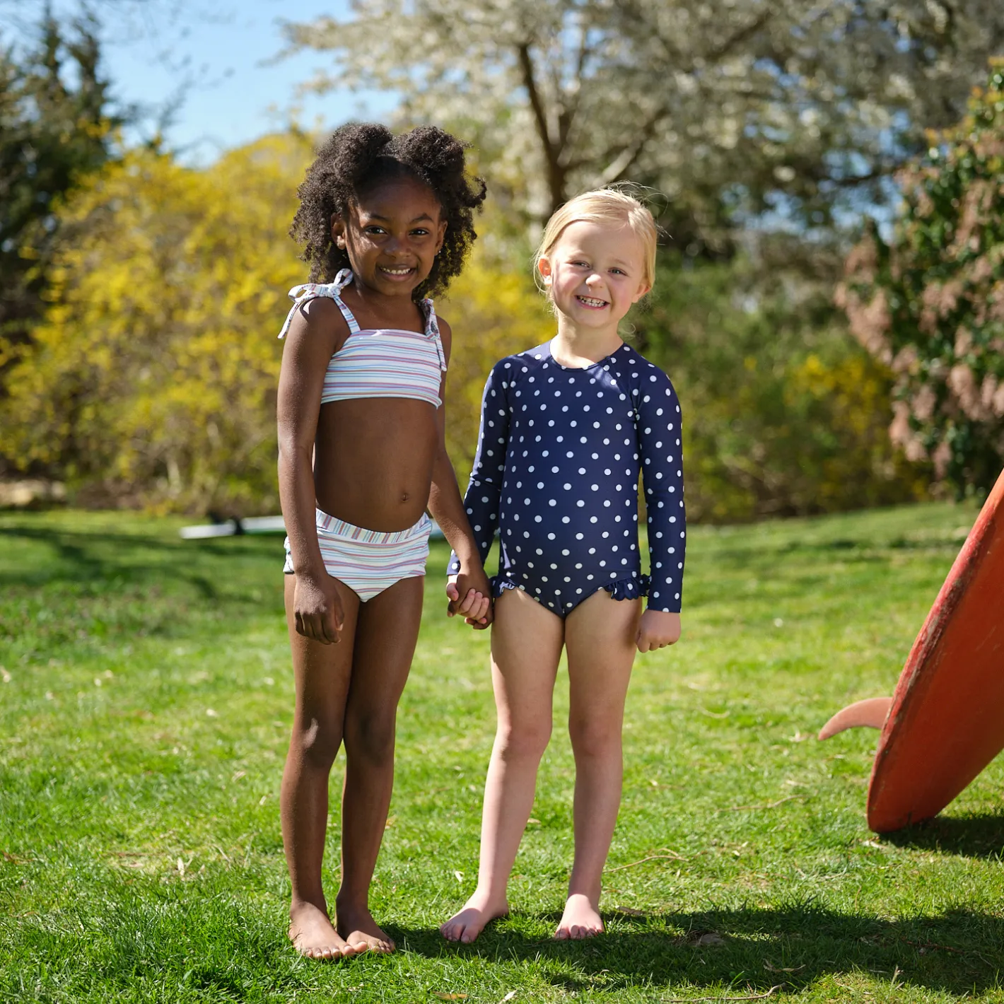 girls vintage stripe bandeau top and swim shorts bikini sold by minnow product image thumbnail 5