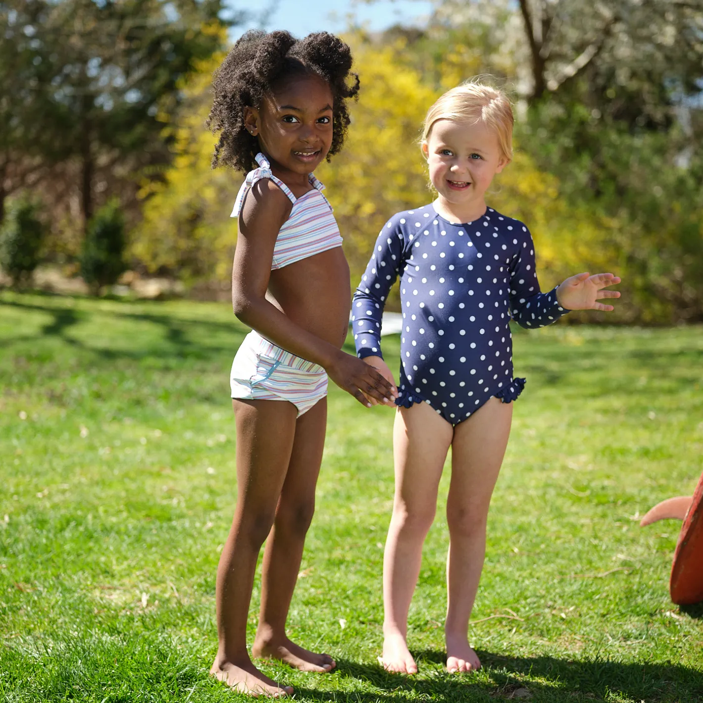 girls vintage stripe bandeau top and swim shorts bikini sold by minnow product image thumbnail 4