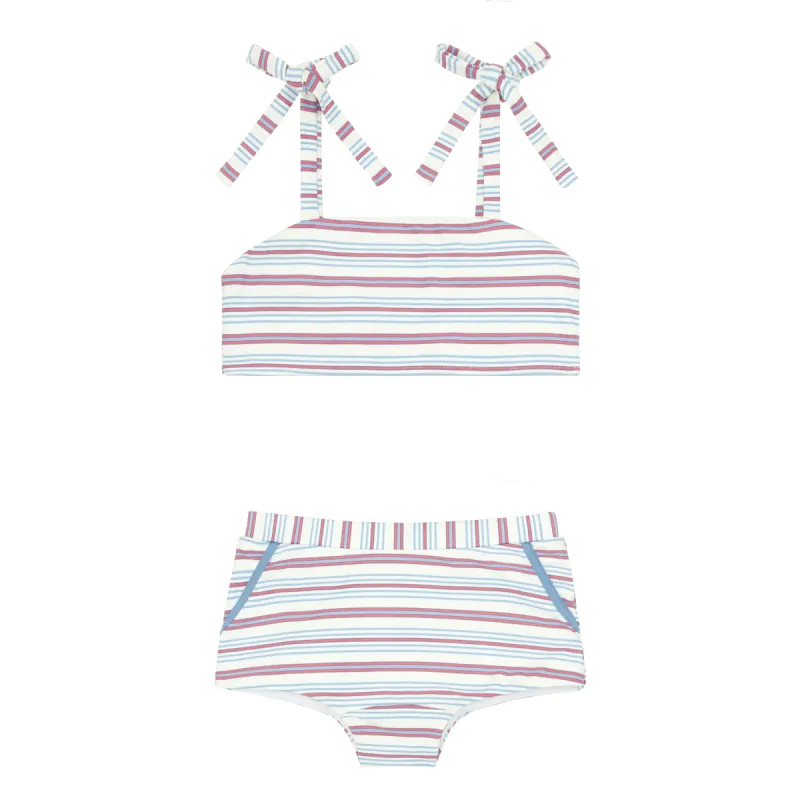 girls vintage stripe bandeau top and swim shorts bikini sold by minnow