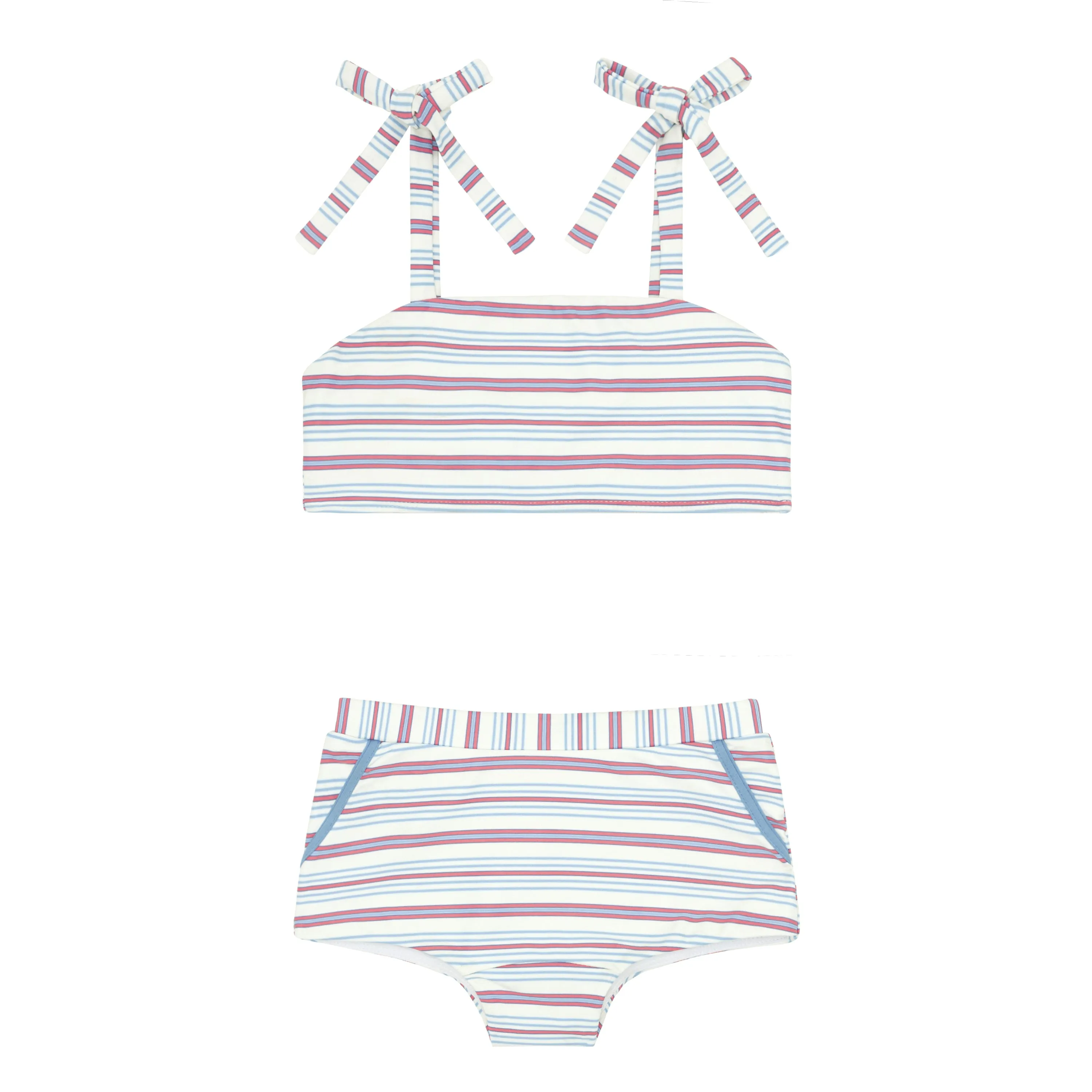 girls vintage stripe bandeau top and swim shorts bikini sold by minnow