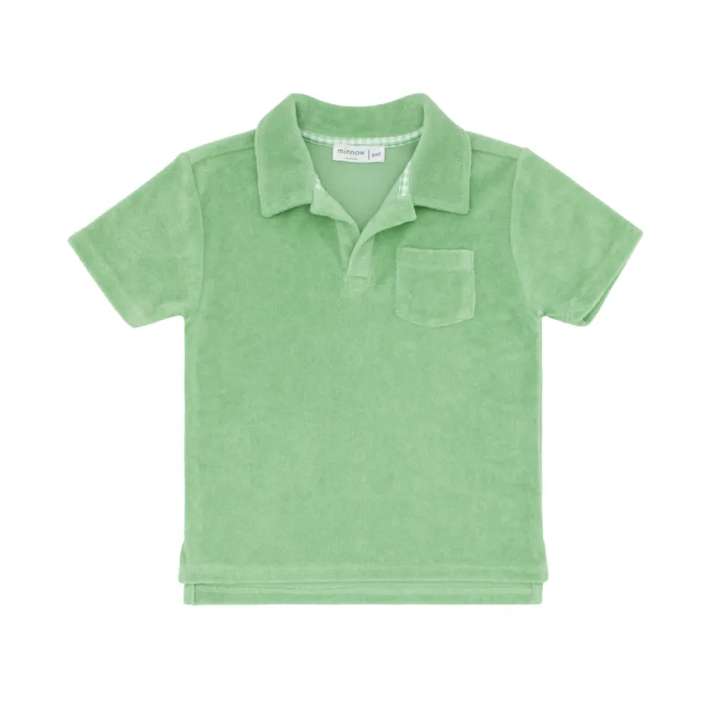boys palm green short sleeve french terry polo sold by minnow