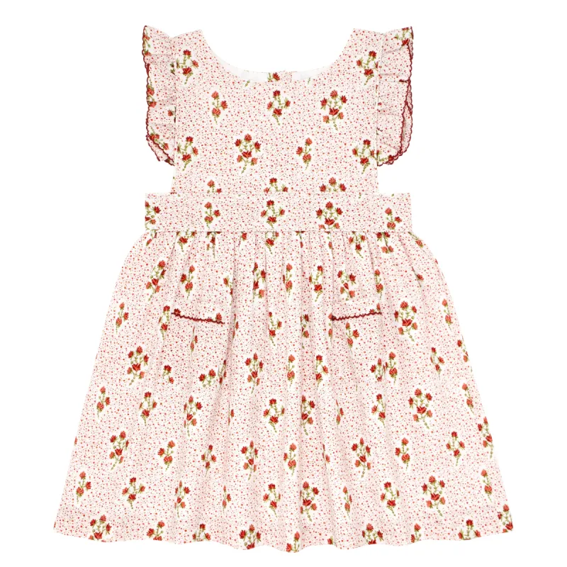 girls raspberry red pinafore dress sold by minnow