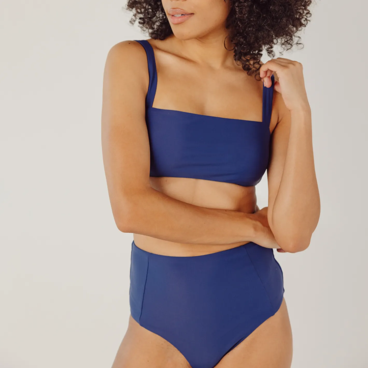 women's navy high waist bikini bottom sold by minnow product image thumbnail 2