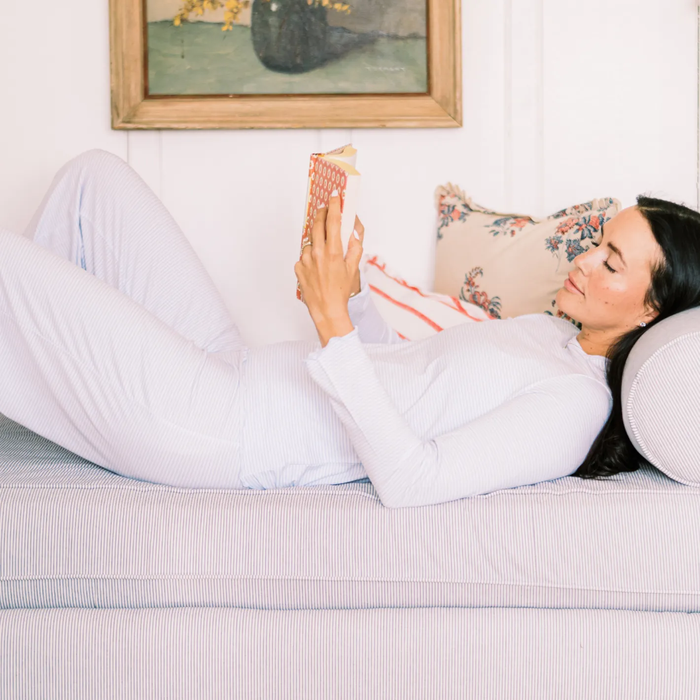 women's powder blue stripe pima pajamas set sold by minnow product image thumbnail 3