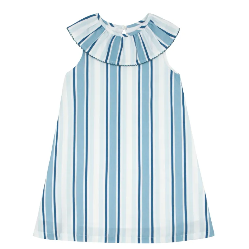 girls freshwater stripe ruffle collar dress sold by minnow