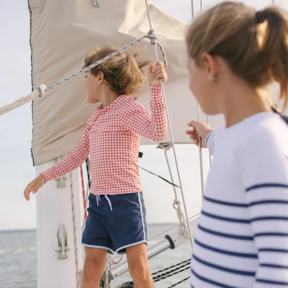 boys navy boardie with side binding sold by minnow product image thumbnail 3