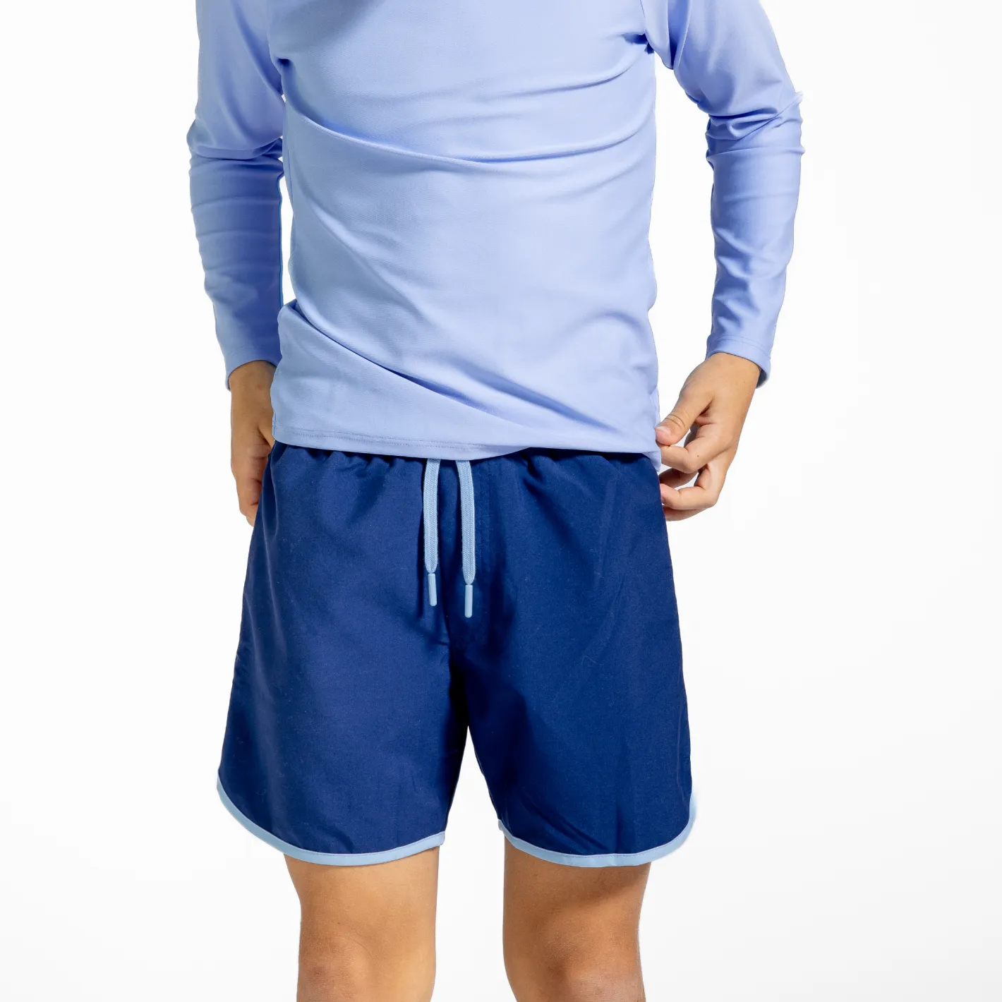 boys navy boardie with side binding sold by minnow product image thumbnail 4