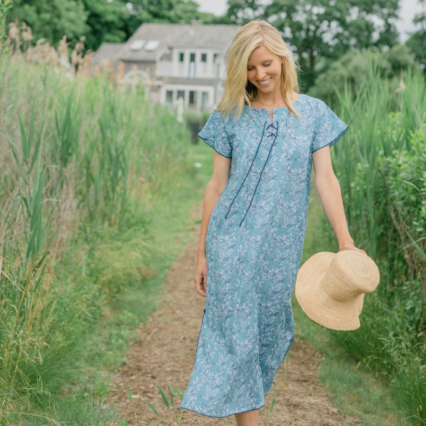minnow x tuckernuck women's blue toile long dress sold by minnow product image thumbnail 2