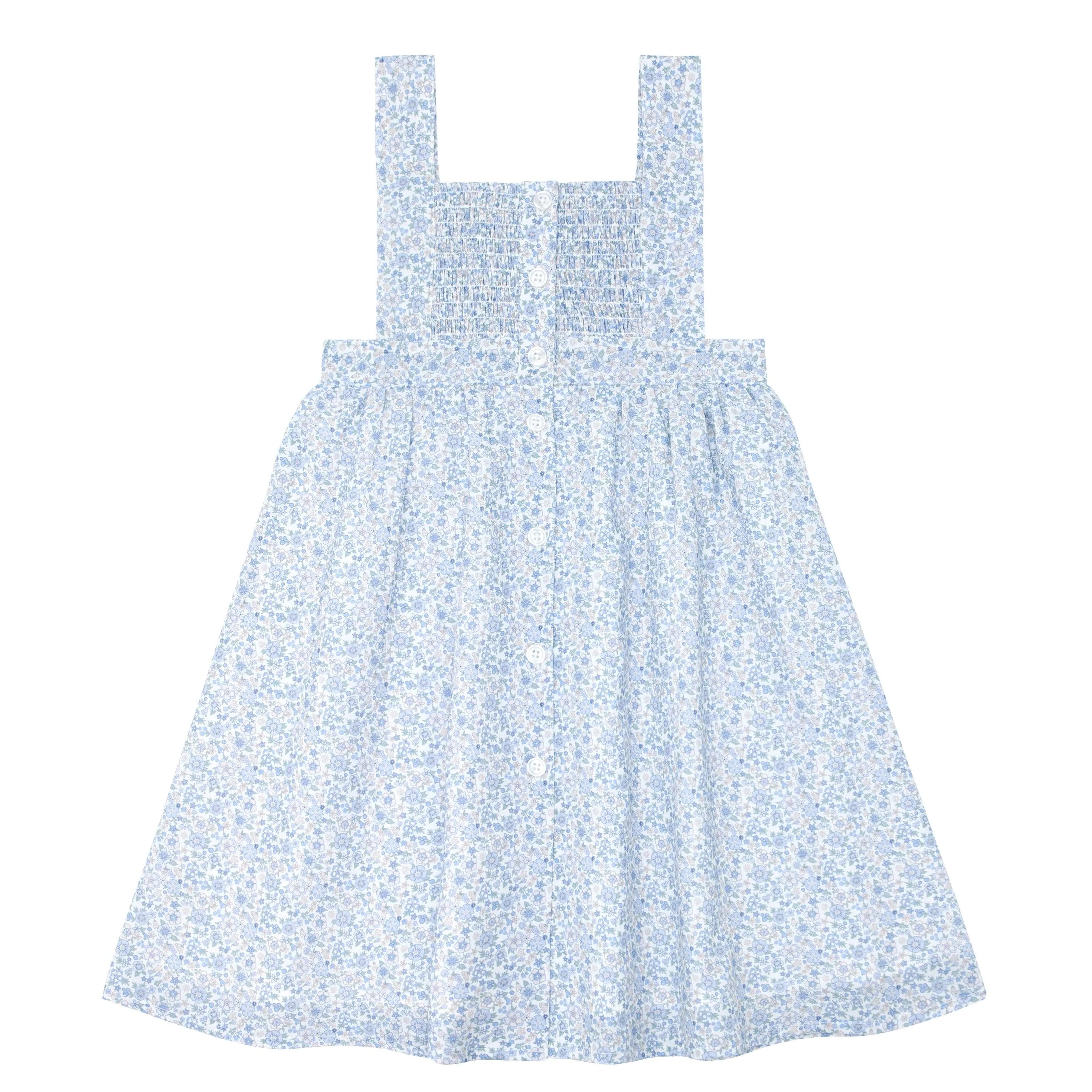 girls slate floral smocked bib dress sold by minnow product image thumbnail 3