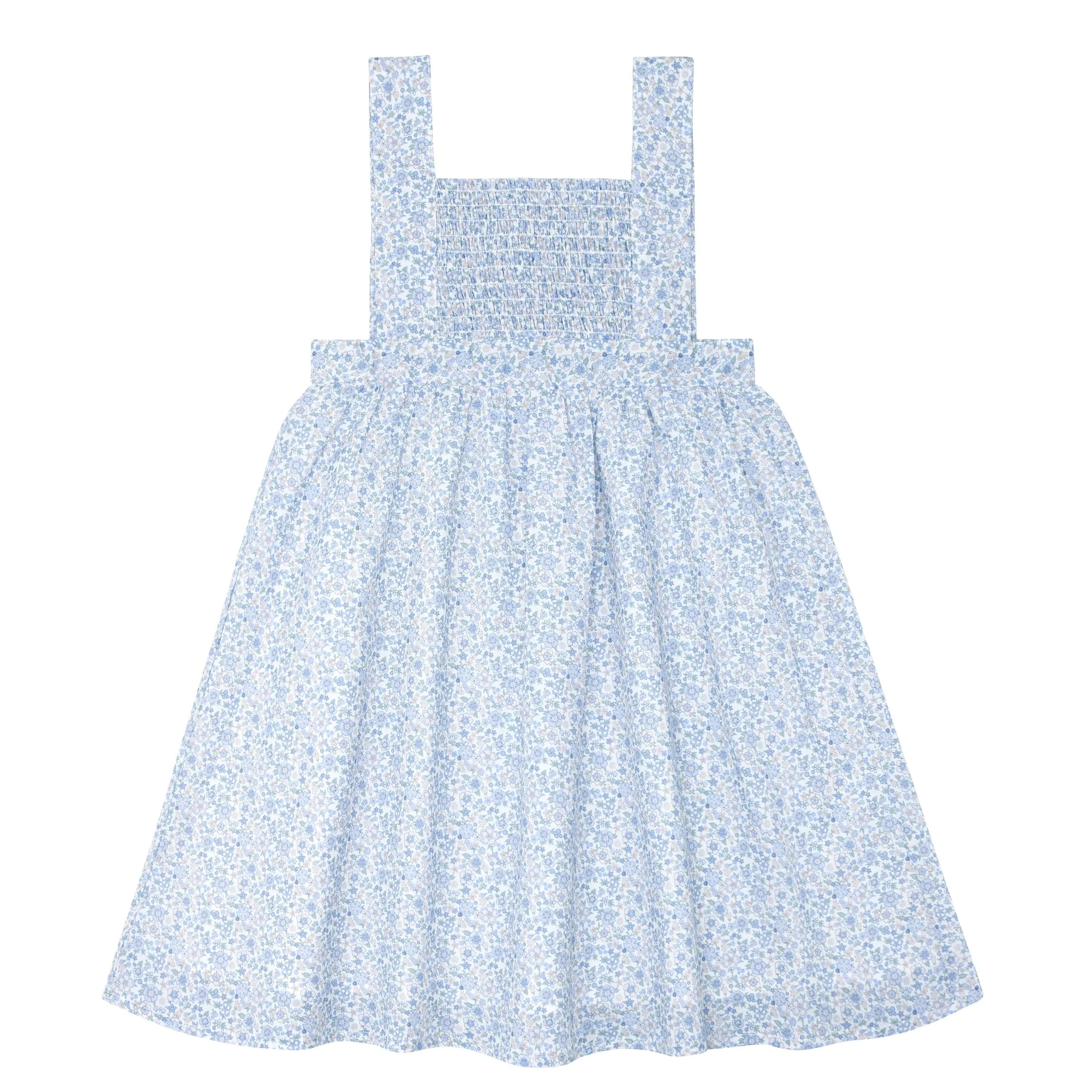 girls slate floral smocked bib dress sold by minnow