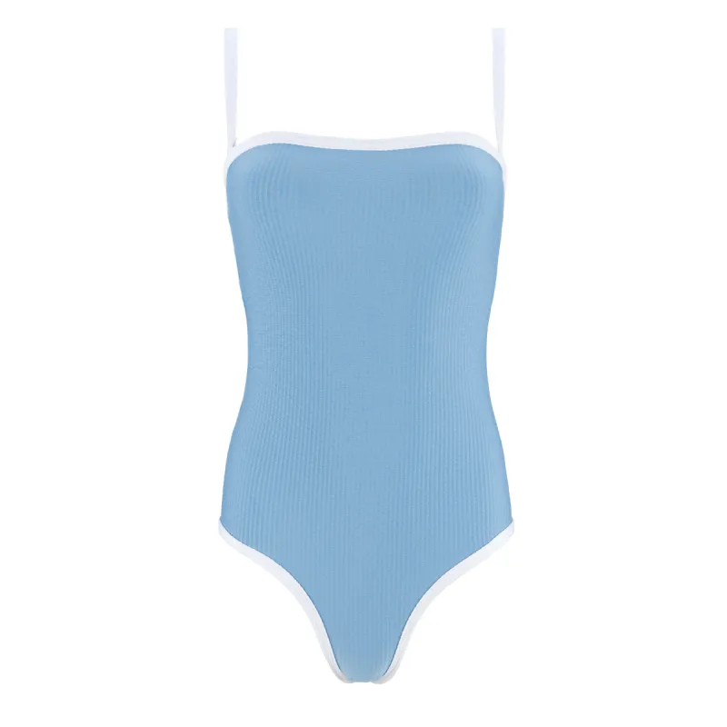 women's surfside blue seersucker one piece sold by minnow