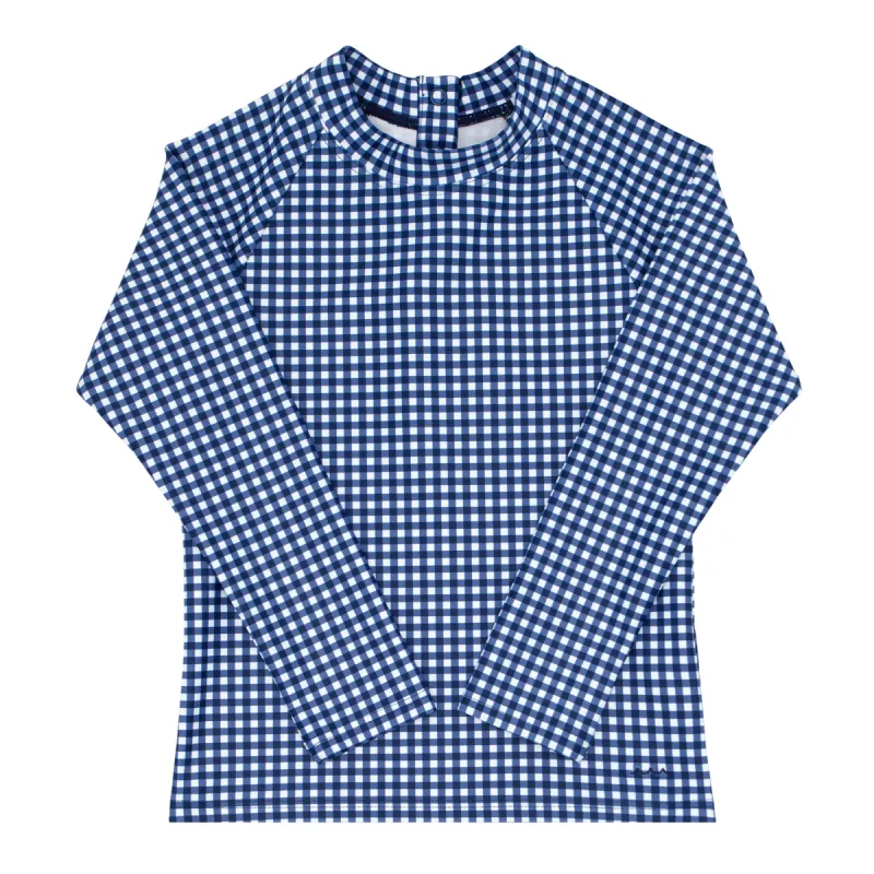 unisex navy gingham rashguard sold by minnow
