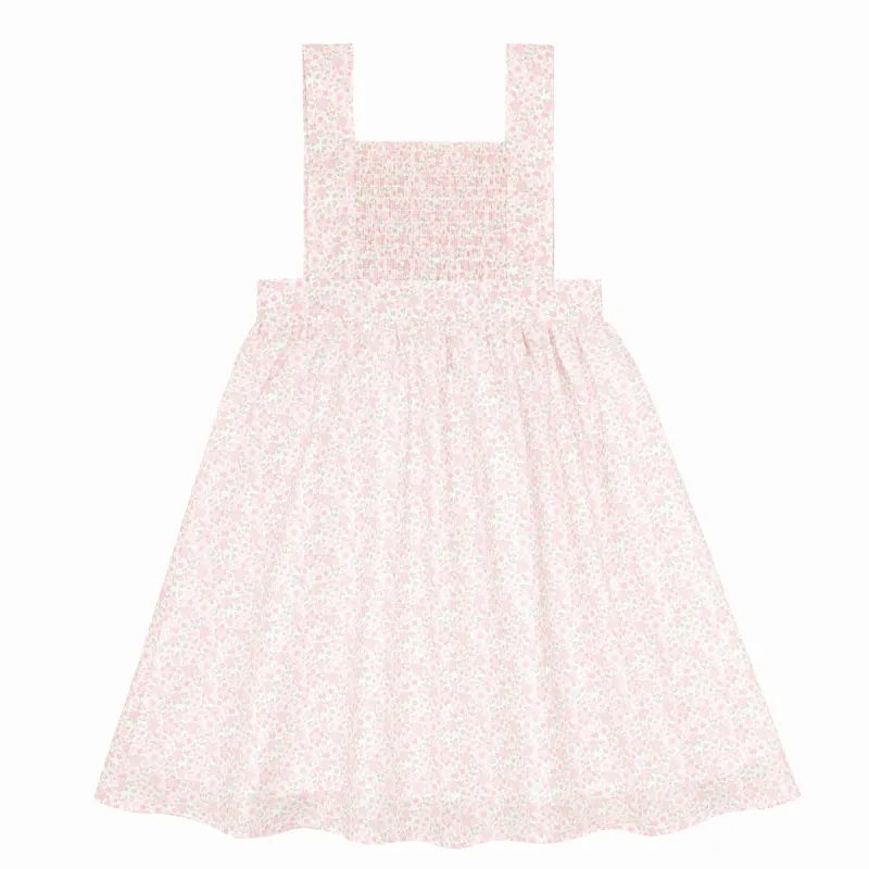 girls antique floral smocked bib dress sold by minnow