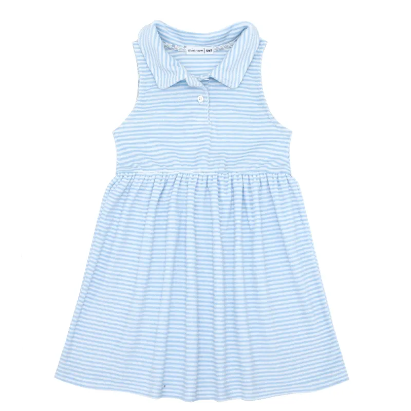 girls powder blue stripe french terry tennis dress made by minnow