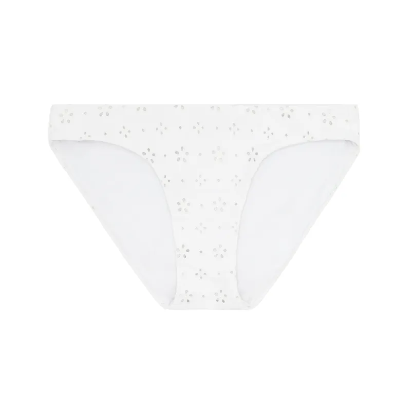 women's white eyelet bikini bottom sold by minnow