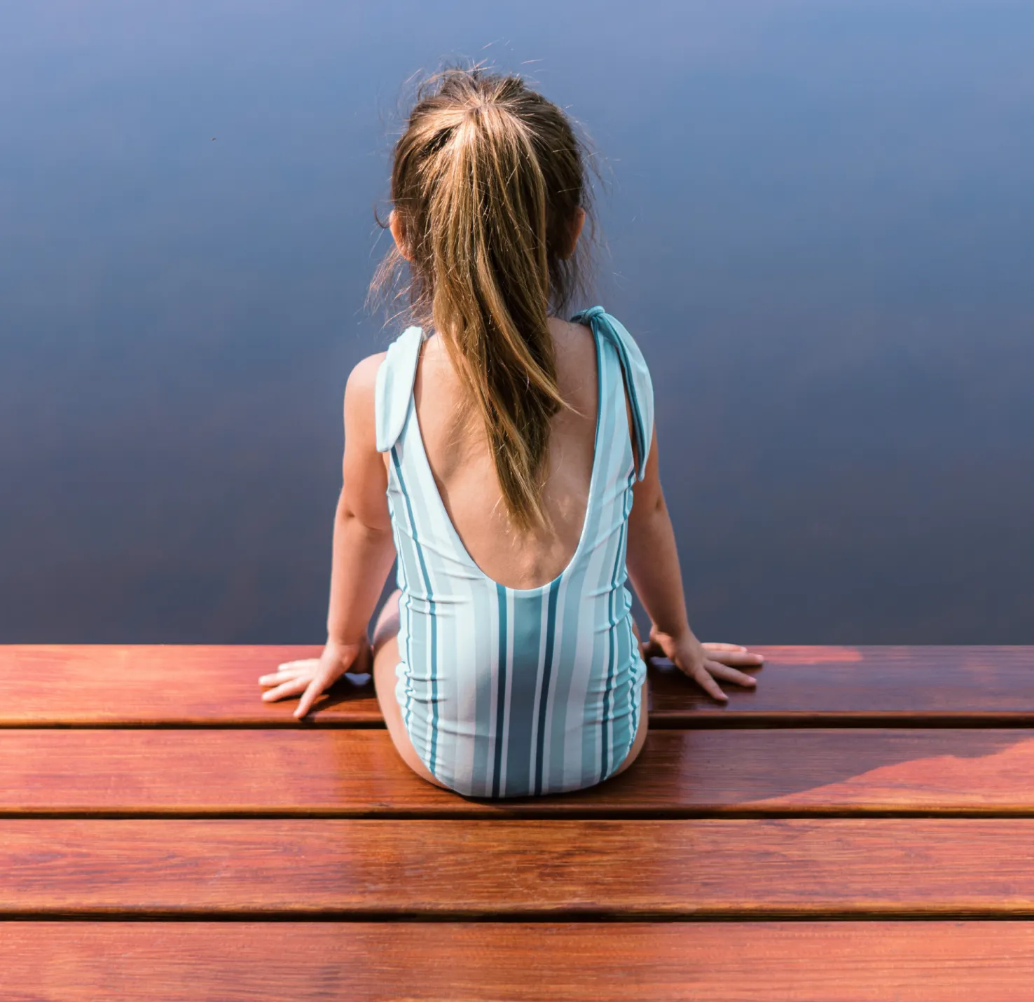 girls freshwater stripe tie-knot one piece sold by minnow product image thumbnail 4