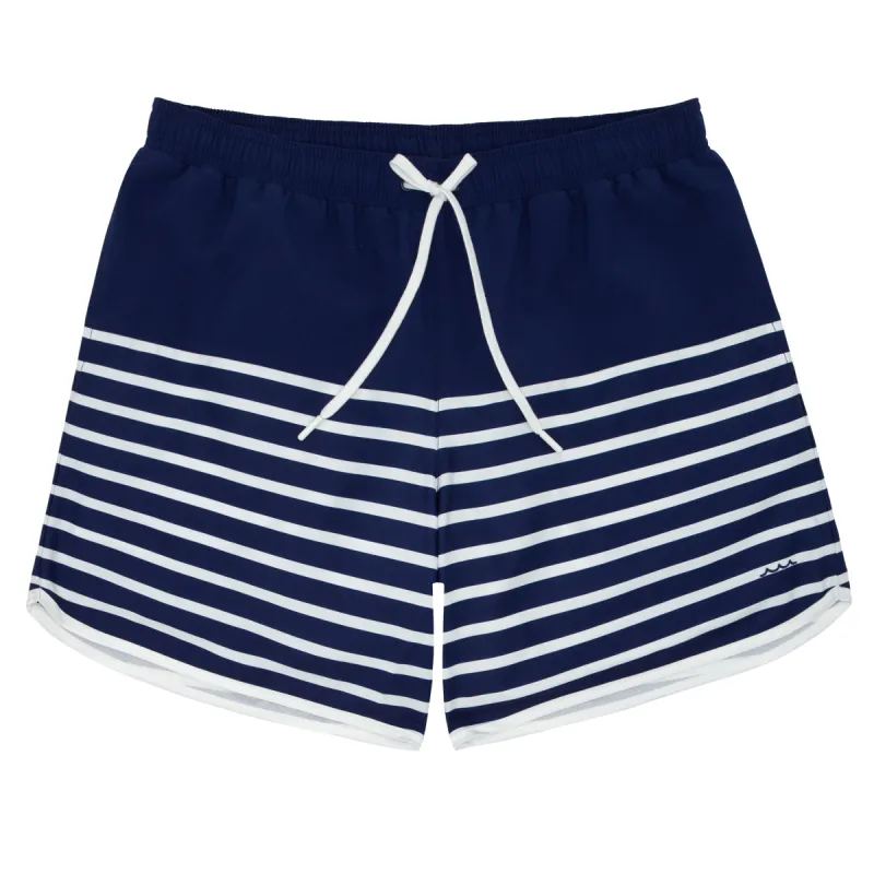 men's navy breton stripe boardie made by minnow