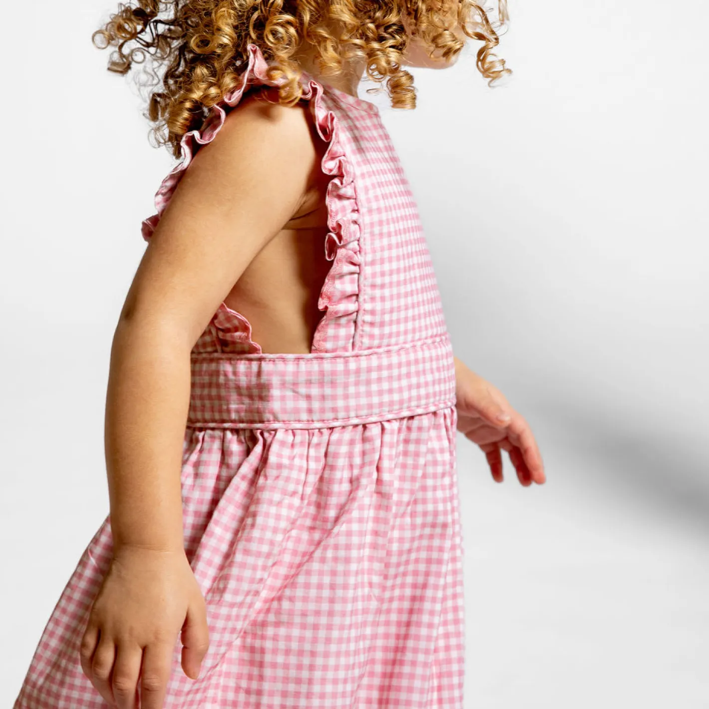girls pink guava gingham pinafore dress sold by minnow product image thumbnail 5
