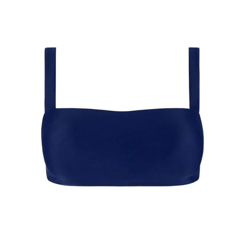 women's navy bandeau bikini top sold by minnow