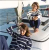 women's navy and cream wide stripe knit sweater sold by minnow