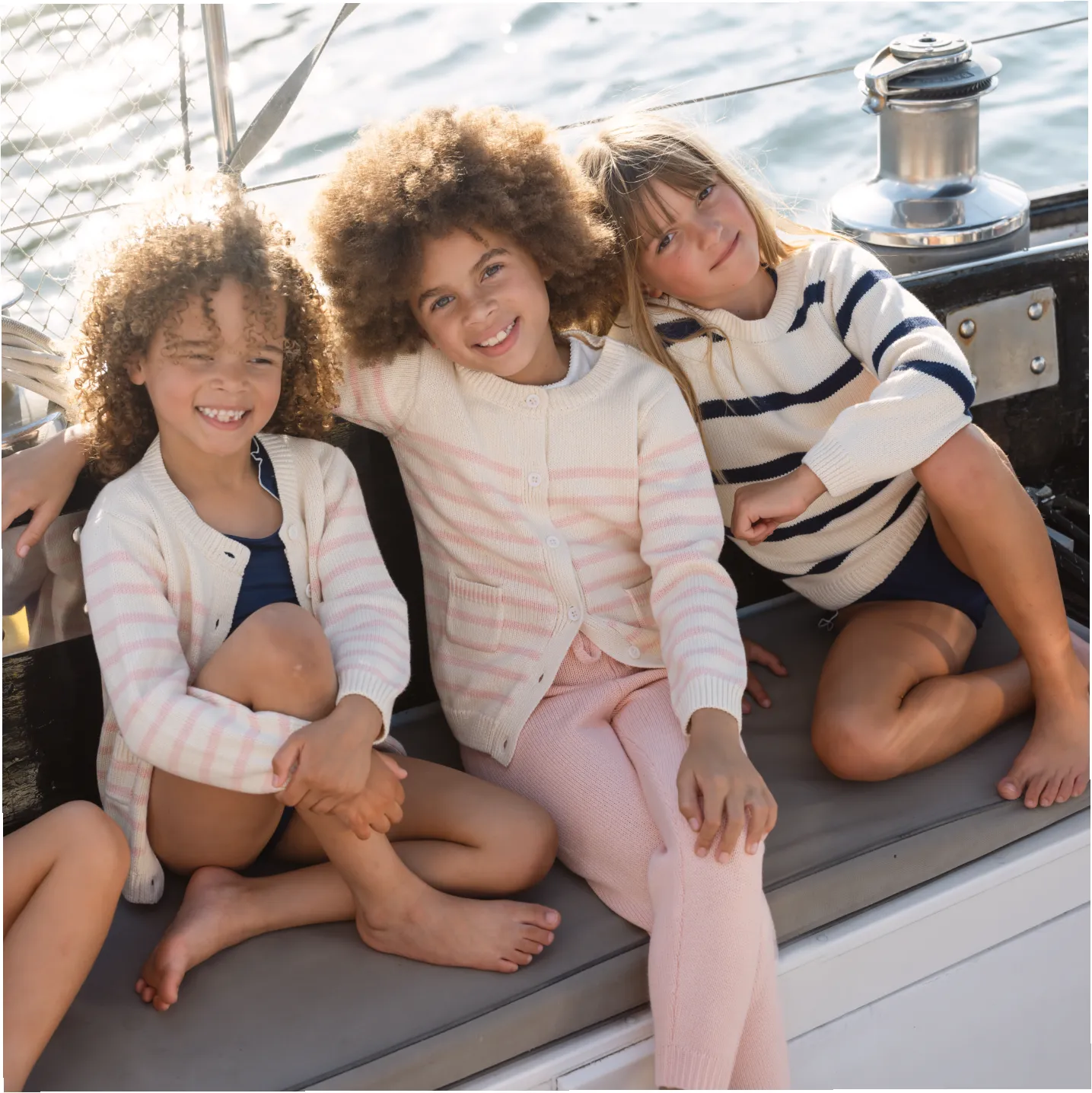 unisex cream and pink stripe cardigan sold by minnow product image thumbnail 2