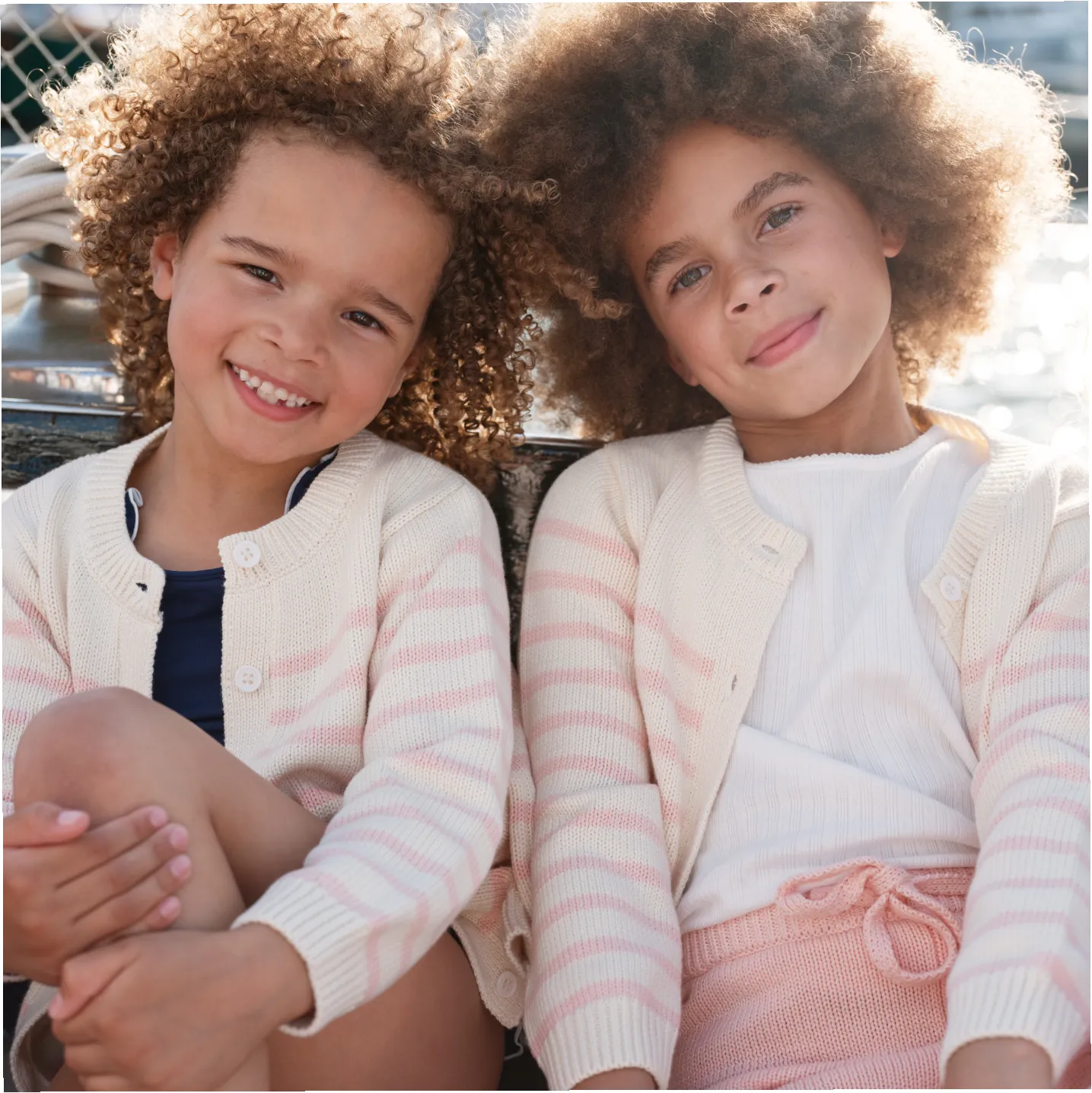 unisex cream and pink stripe cardigan sold by minnow product image thumbnail 5