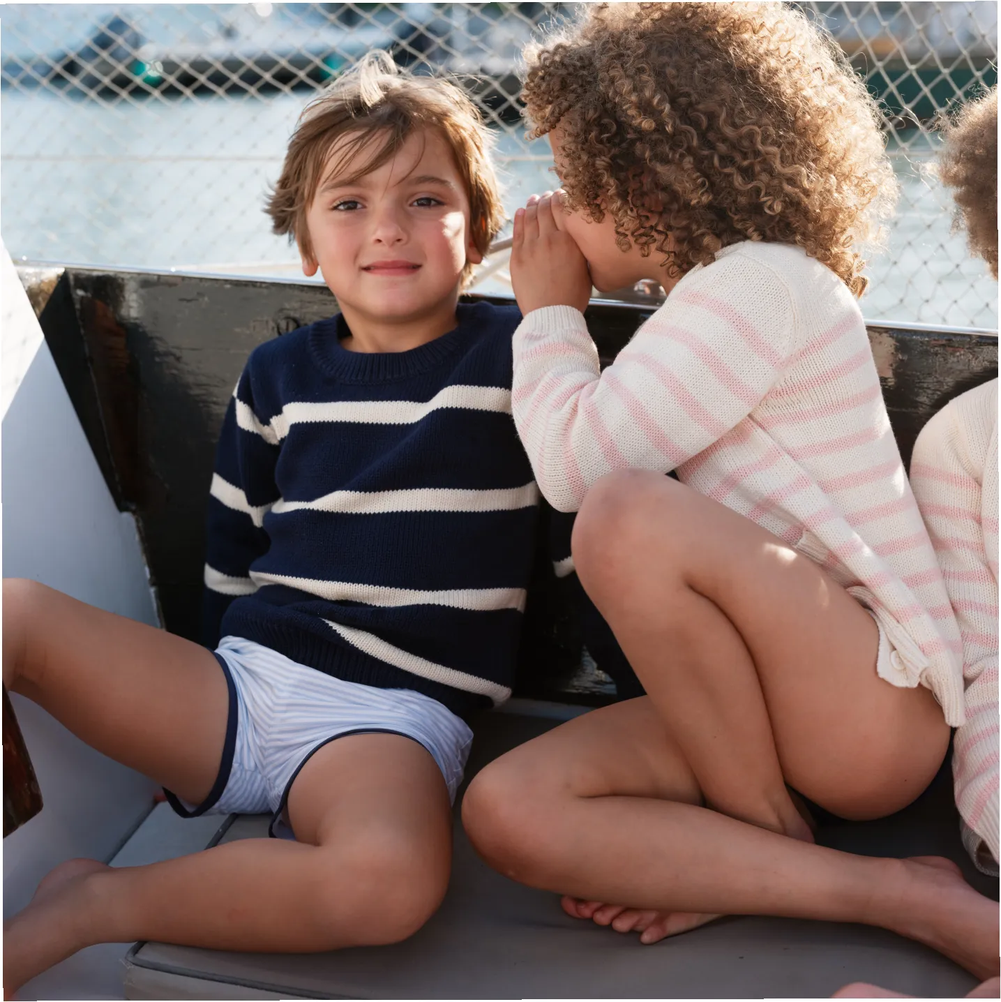 unisex cream and pink stripe cardigan sold by minnow product image thumbnail 4