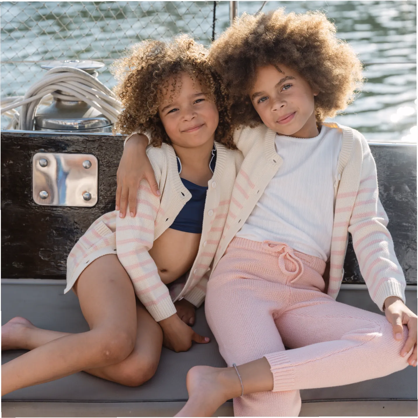 unisex cream and pink stripe cardigan sold by minnow product image thumbnail 3