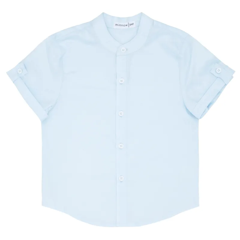 boys light blue button down shirt made by minnow