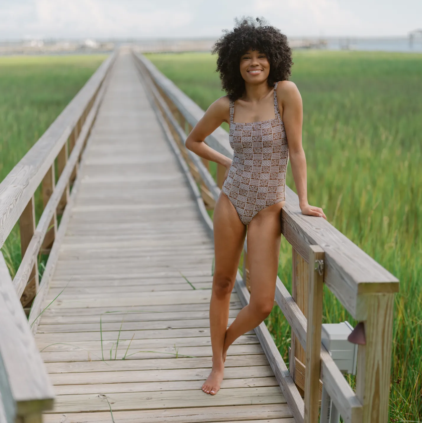 women's checker tree low back one piece sold by minnow product image thumbnail 2