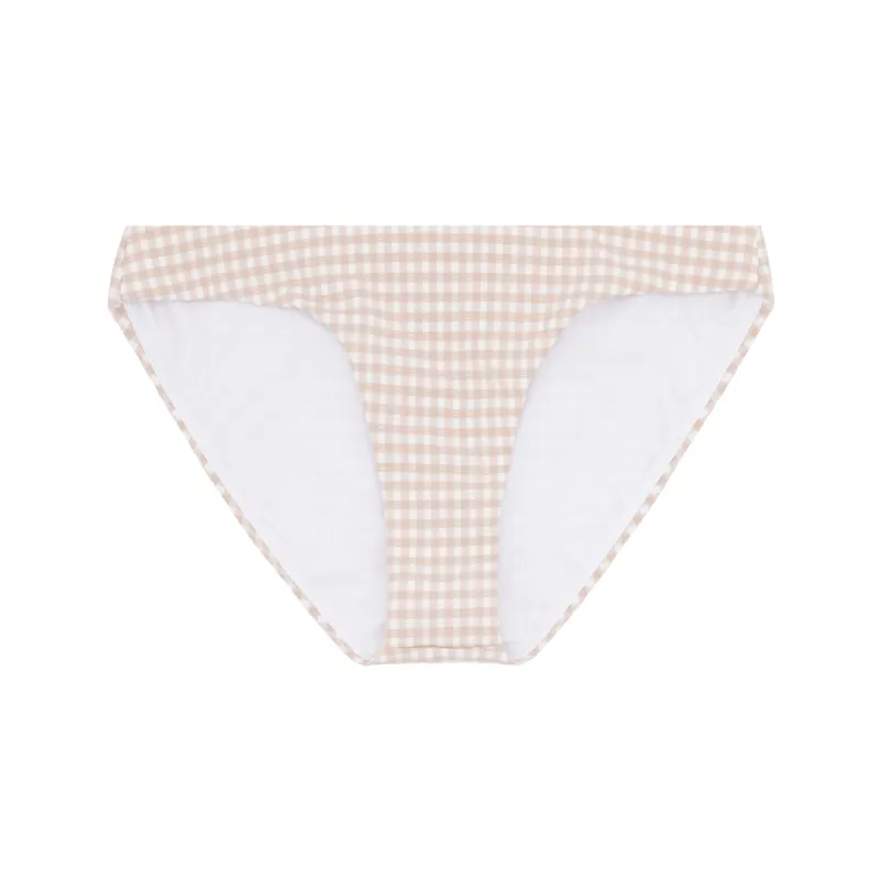 women's brown crinkle gingham low waist bikini bottom sold by minnow
