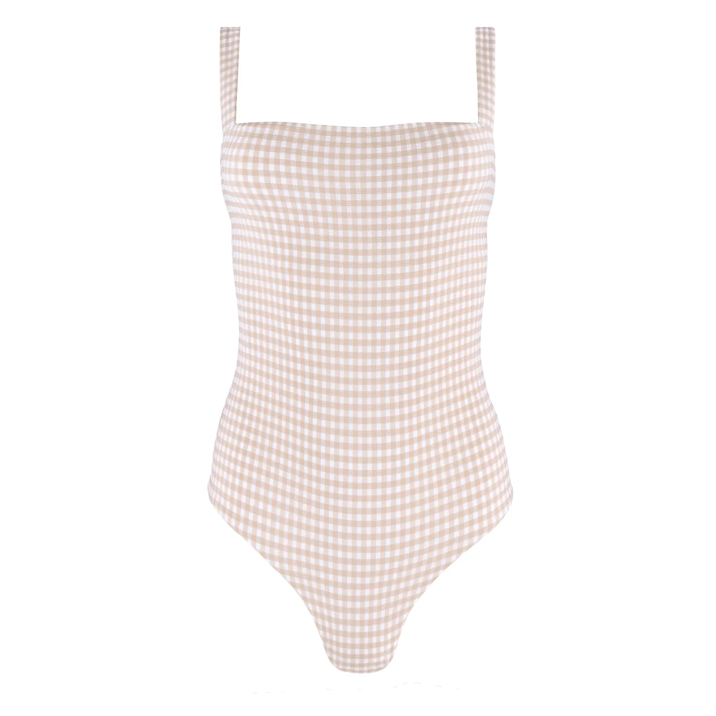 women's brown crinkle gingham low back one piece sold by minnow